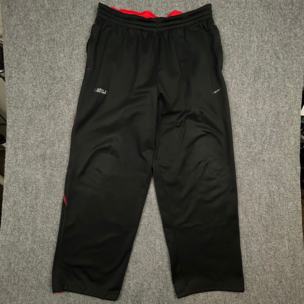 Nike LeBron James Pants Mens XXL Black Therma-FIT Fleece Joggers Zip Cord Leg